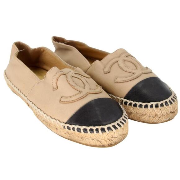 Chanel Espadrille 36 Leather Cap Toe Cc Flats CC-0505N-0162 - Picture 4 of 10